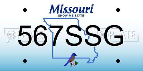 567SSG Missouri License Plate
