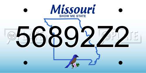 56892Z2 Missouri License Plate
