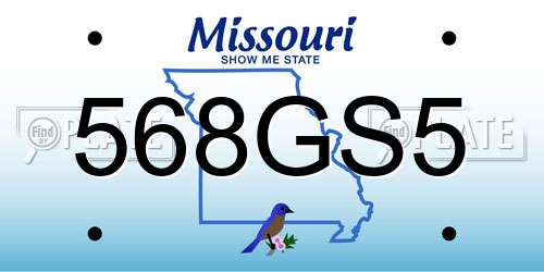 568GS5 Missouri License Plate