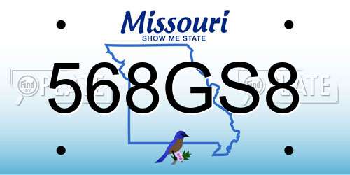 568GS8 Missouri License Plate