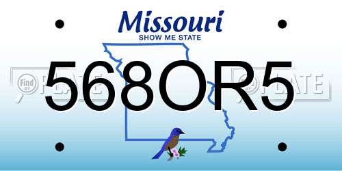 568OR5 Missouri License Plate