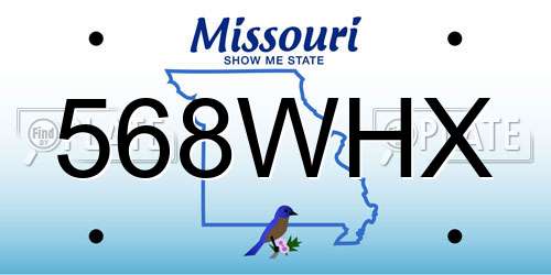 568WHX Missouri License Plate