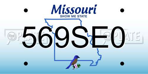 569SE0 Missouri License Plate