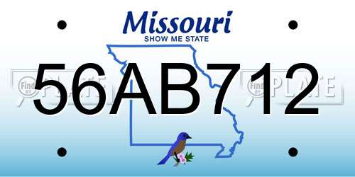 56AB712 Missouri License Plate