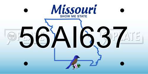 56AI637 Missouri License Plate