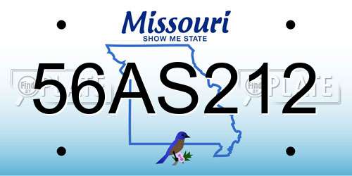 56AS212 Missouri License Plate