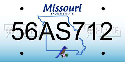 56AS712 Missouri License Plate
