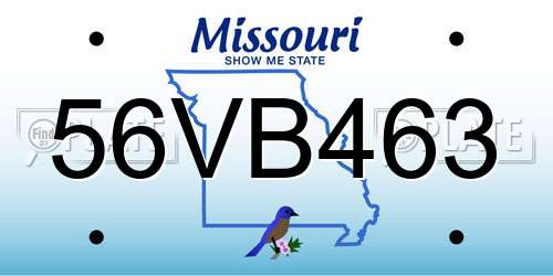 56VB463 Missouri License Plate