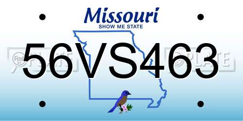56VS463 Missouri License Plate