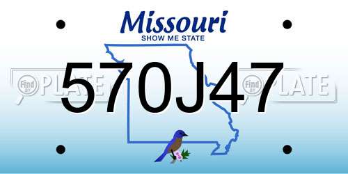 570J47 Missouri License Plate