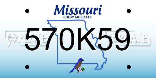 570K59 Missouri License Plate