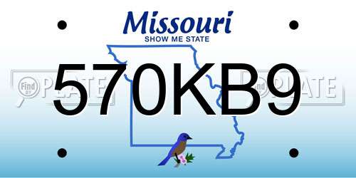 570KB9 Missouri License Plate
