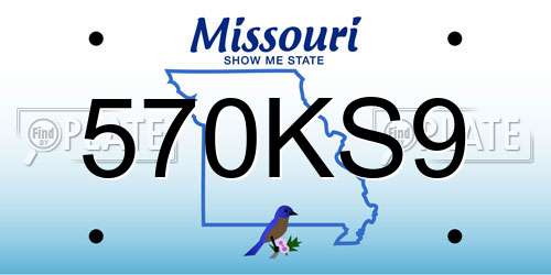 570KS9 Missouri License Plate