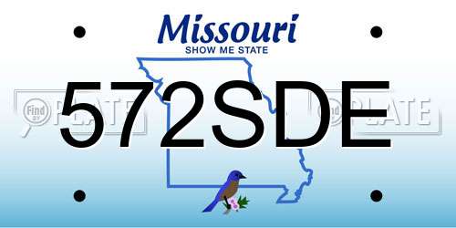 572SDE Missouri License Plate