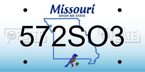 572SO3 Missouri License Plate