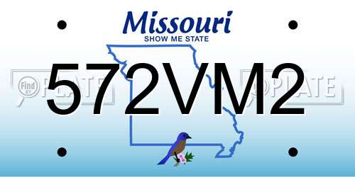 572VM2 Missouri License Plate