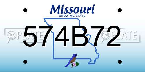 574B72 Missouri License Plate