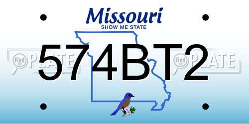 574BT2 Missouri License Plate