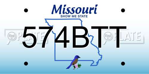 574BTT Missouri License Plate