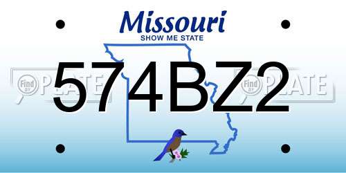 574BZ2 Missouri License Plate