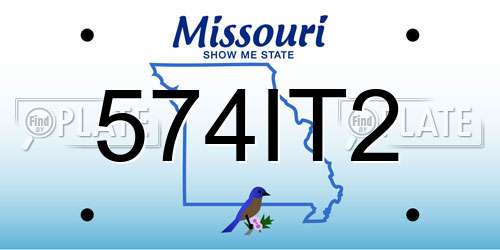 574IT2 Missouri License Plate