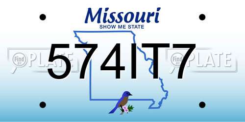 574IT7 Missouri License Plate