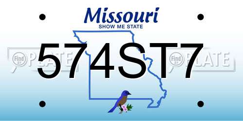 574ST7 Missouri License Plate