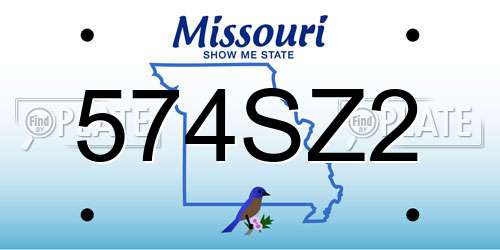574SZ2 Missouri License Plate