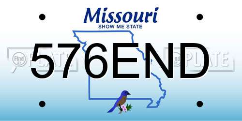 576END Missouri License Plate