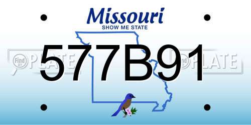 577B91 Missouri License Plate