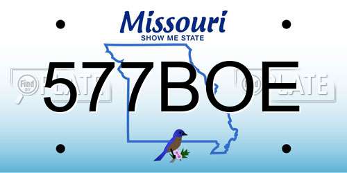 577BOE Missouri License Plate