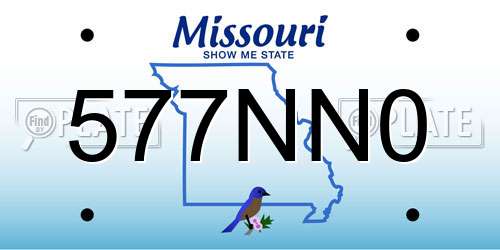577NN0 Missouri License Plate