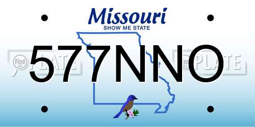 577NNO Missouri License Plate