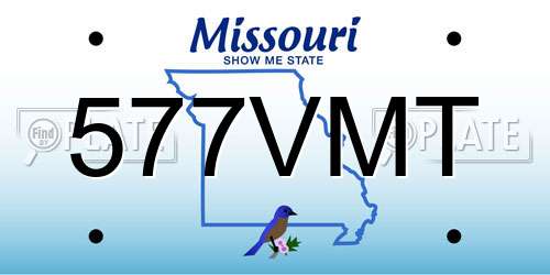 577VMT Missouri License Plate