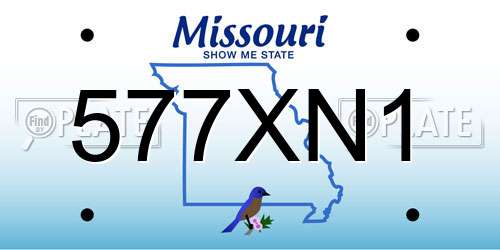 577XN1 Missouri License Plate