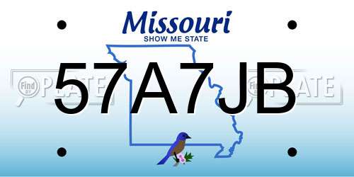 57A7JB Missouri License Plate