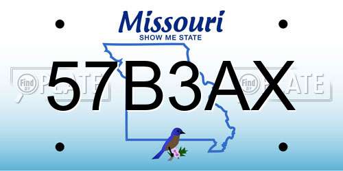 57B3AX Missouri License Plate