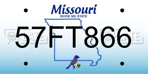 57FT866 Missouri License Plate