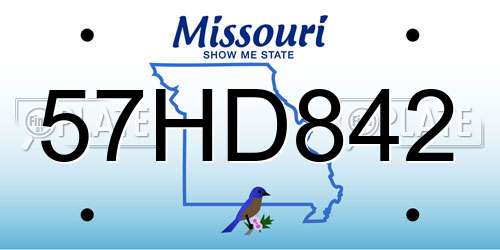 57HD842 Missouri License Plate
