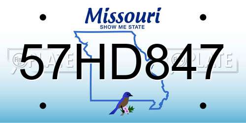 57HD847 Missouri License Plate