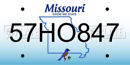 57HO847 Missouri License Plate