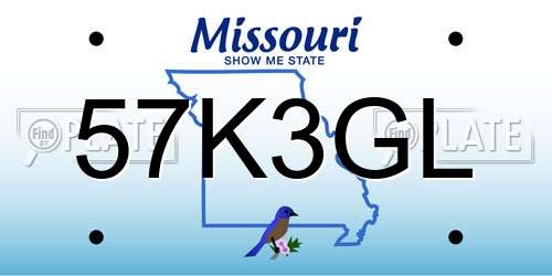 57K3GL Missouri License Plate