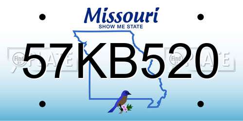 57KB520 Missouri License Plate
