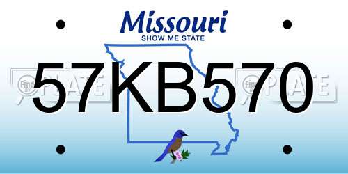 57KB570 Missouri License Plate