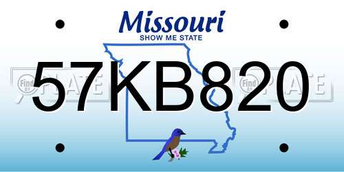 57KB820 Missouri License Plate