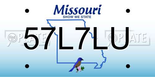 57L7LU Missouri License Plate