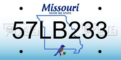 57LB233 Missouri License Plate