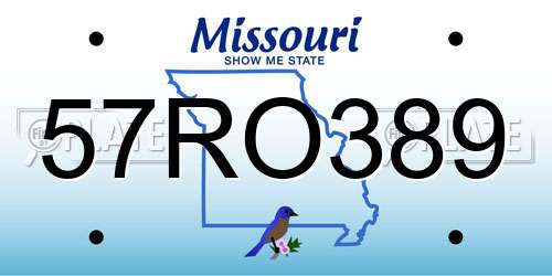 57RO389 Missouri License Plate