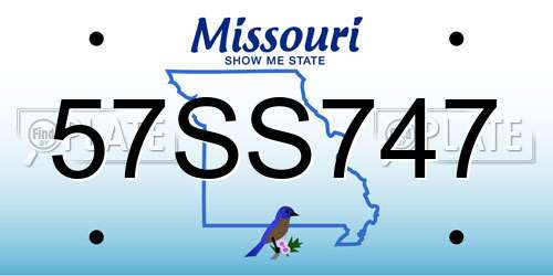 57SS747 Missouri License Plate