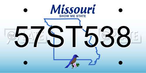 57ST538 Missouri License Plate